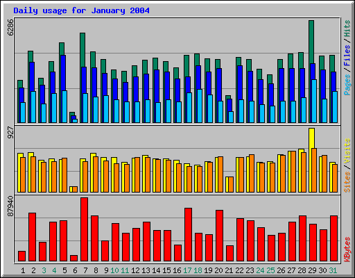 Daily usage for January 2004