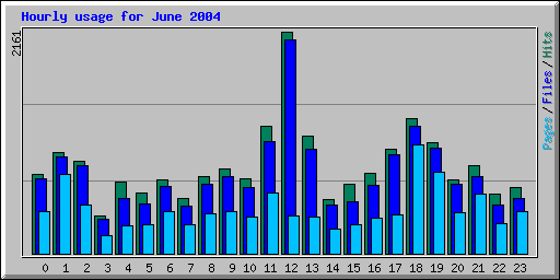Hourly usage for June 2004